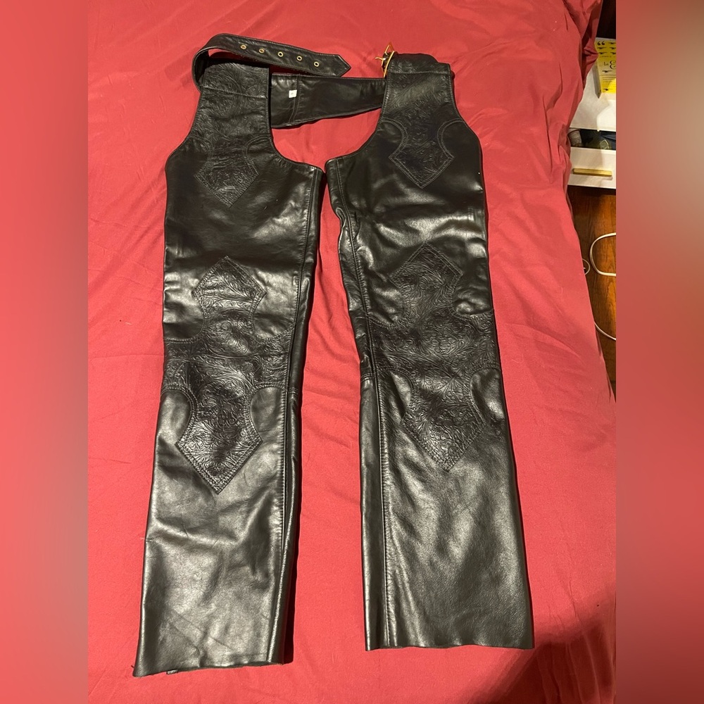 Protech Black Leather Chaps